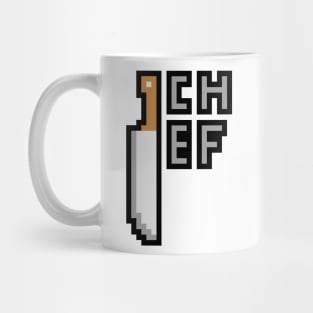 Pixelated Chef Knife with "Chef" Mug